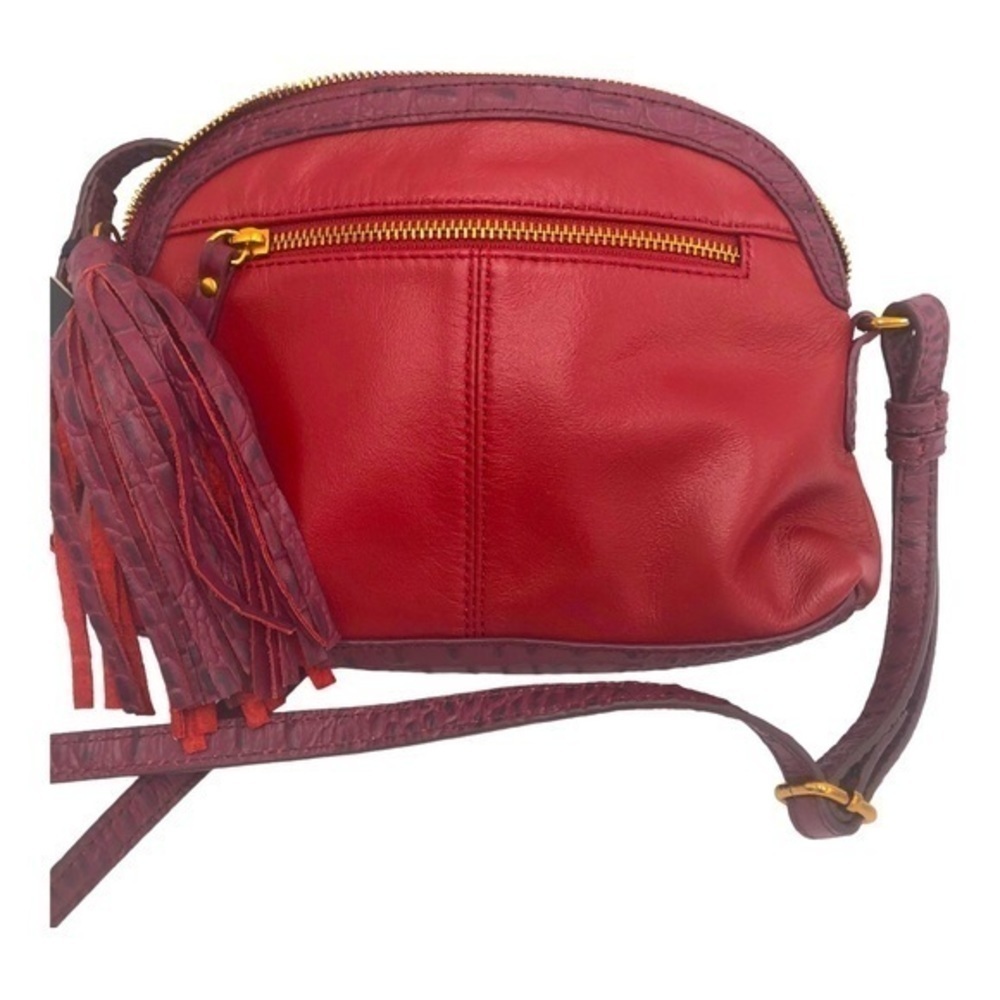 Sharif Crocc Embossed Red Leather Lion Knocker Bag w Coin Purse NWT - Picture 6 of 13